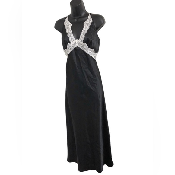Sincerely Jules white lace open back satin effect black maxi slip dress size XL - Picture 1 of 15